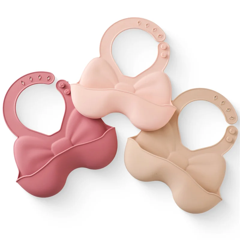 

Baby Waterproof Bibs Toddler Silicone Bibs Cute Bowknot Aprons Kids Bib Girl Boy Adjustable Soft Silicone Bib Baby Feeding