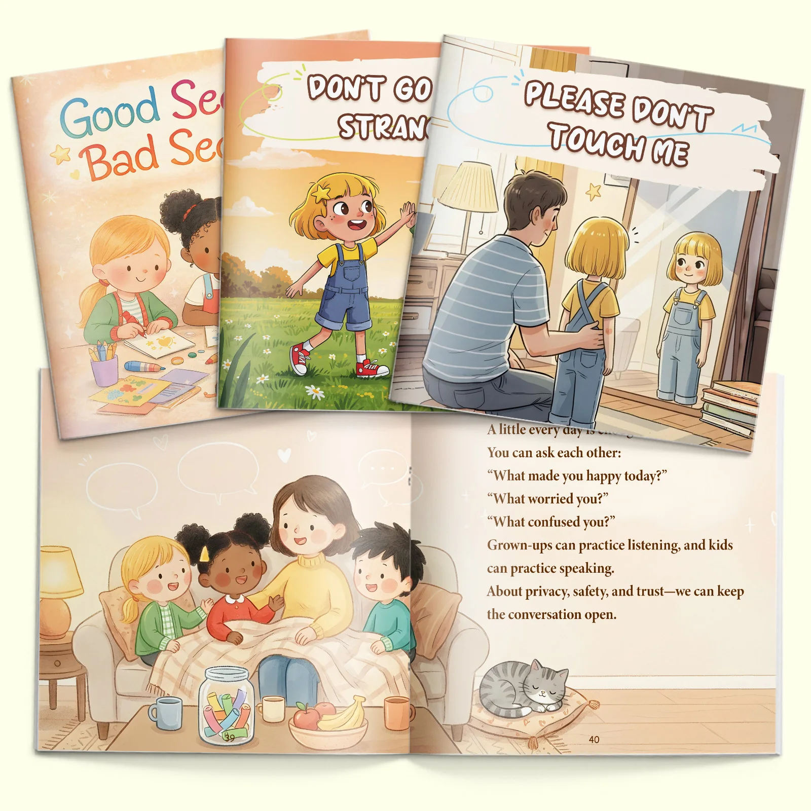3-Book Kids Safety & Self-Protection Picture Book Set, Early Protection Skills Reading for Toddlers and Preschoolers