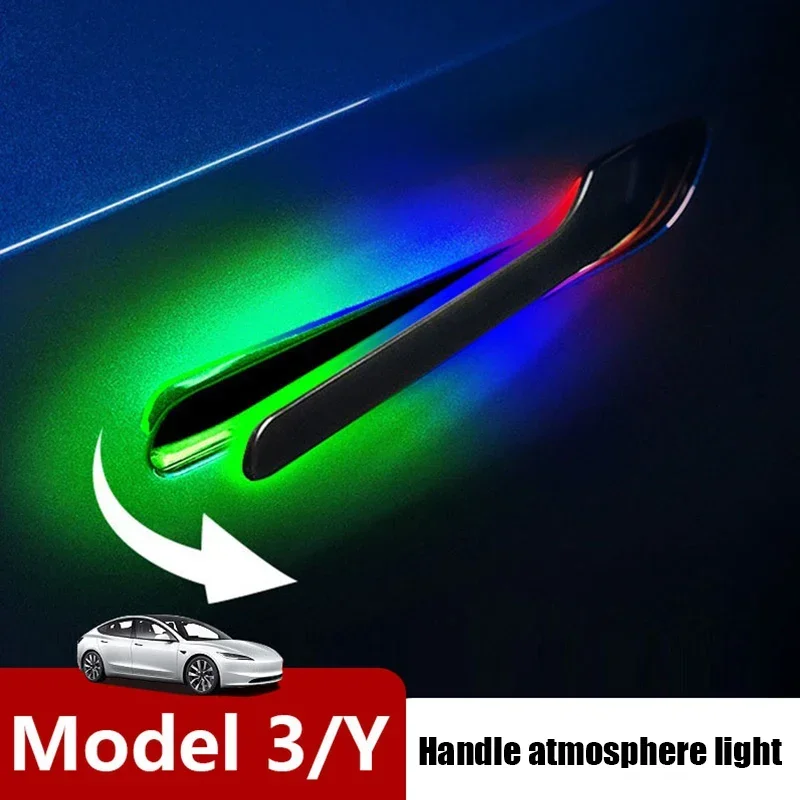 VASTZ Latest for Model Y Electric Smart Auto Door Handle Reduction Gear Colorful Handlebar with LED for Tesla Model 3 Highland