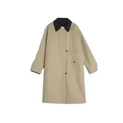 New High-Density -Staple Cotton Profile Double-Breasted Contrast Color Long Trench Coat Fashion Down  Cold.