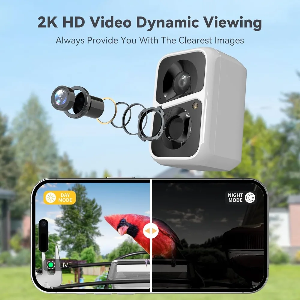 وحدة تغذية الطيور الذكية المعدنية التي تعمل بالطاقة الشمسية مع كاميرا، تحديد الذكاء الاصطناعي بالأضواء الشمسية، كاميرا 2K HD وواي فاي، تنبيهات الوصول الفوري