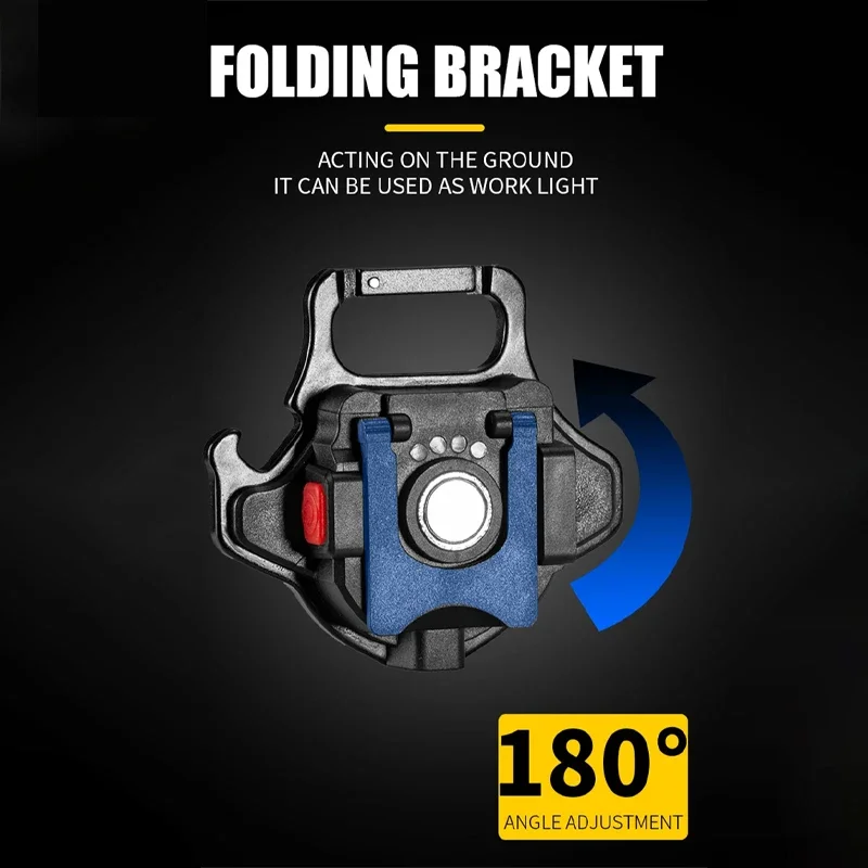 Multifunctional LED Mini Flashlight KeyChain Strong Magnet Work Light USB Rechargeable Outdoor Waterproof Camping Emergency