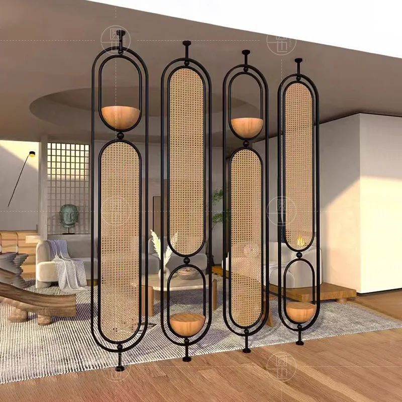 

Настраиваемая новая китайская перегородка из ротанга из кованого железа, подвесной экран, окклюзия в стиле ретро для гостиной и офиса