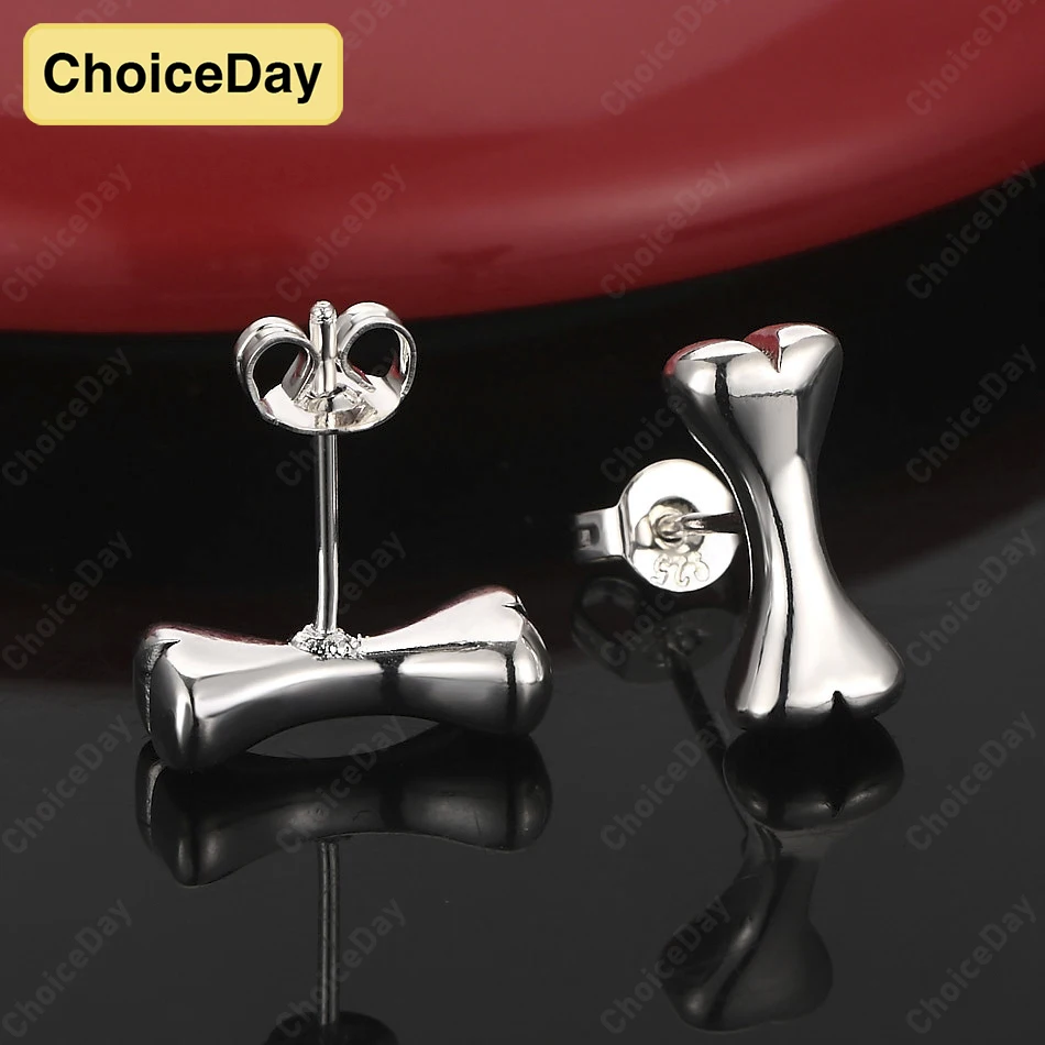 

ChoiceDay 925 Sterling Silver Cute Bone Earrings Hip Hop Party Gift Jewelry Accessories for Men and Women