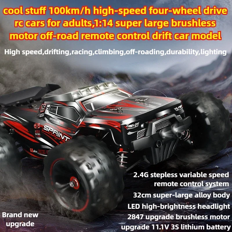 Cool Stuff Toy Car Gift-100km/h High-speed 4WD Rc Cars for Adults,1:14 Brushless Off-road Rc Drift Car,Remote Control Car Model