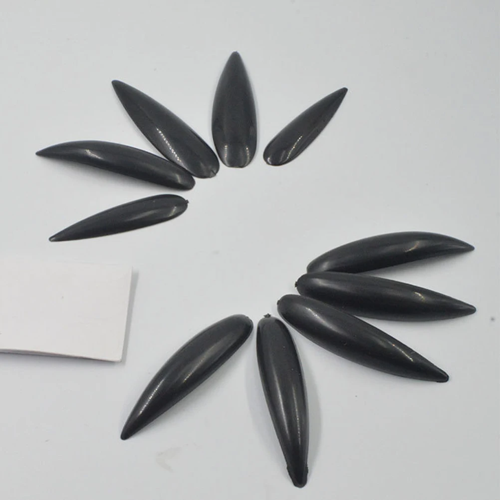 

10 Pcs False Set Black Plastic Supplies Halloween Fake Nails Artificial Nail Gifts Women Nails Charm