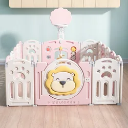 Lion Baby Protective Playground Pink Toddler Folding Indoor Playpen Home Baby Safety Crawling Mat Fence