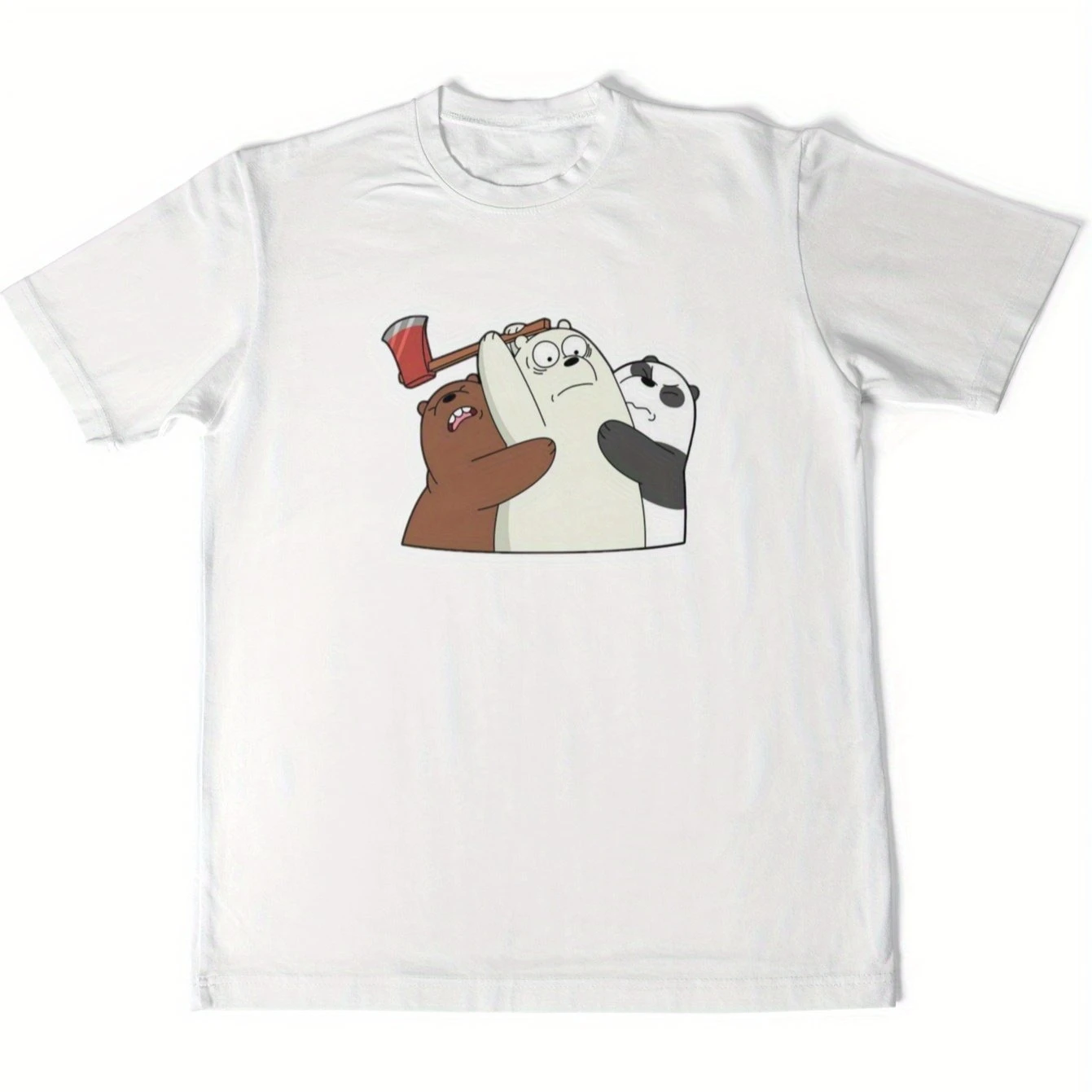 

We Bare Bears Графический принт Лето Осень Зима Хлопковые мужские и женские футболки с короткими рукавами Роскошный бренд для занятий спортом на открытом воздухе