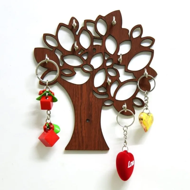 

Unique Designer Tree 8 Hooks for Home/Wall Decor Wood Key Holder Brown Wood Key