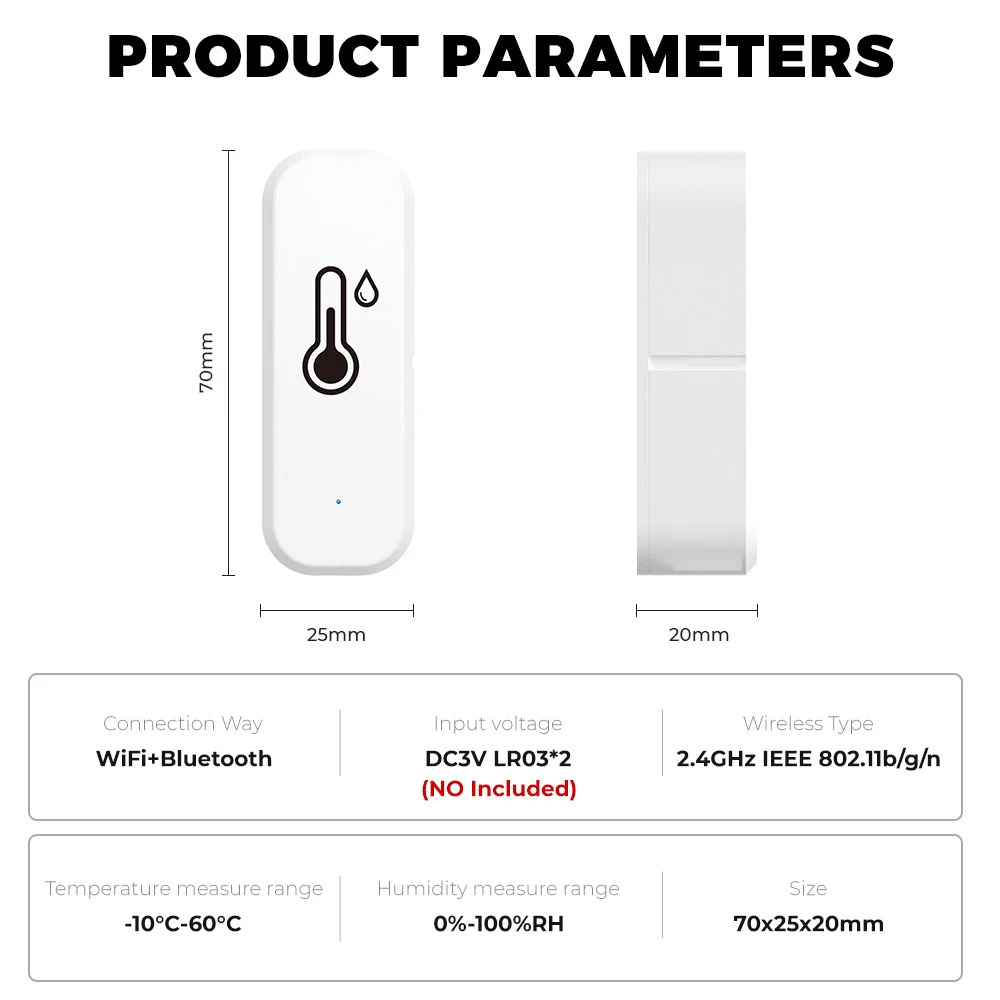 Tuya-Zigbee Sensor de Temperatura e Umidade Inteligente, Termômetro Interno, Monitor, Casa, Trabalho com Alexa, Assistente do Google, Wi-Fi