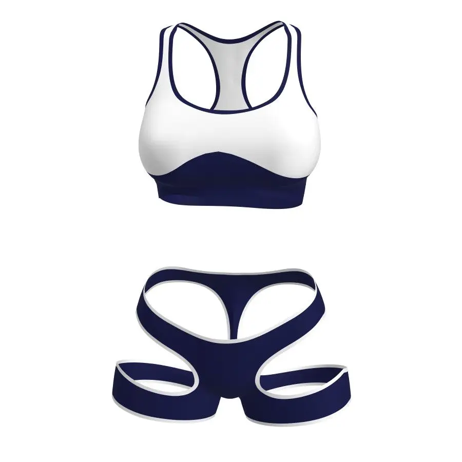 Sexy Sports Bra And High-Waist Bikini Set for Women in Various Seasons Nylon Material Hollow out Design Ideal for Hot Springs