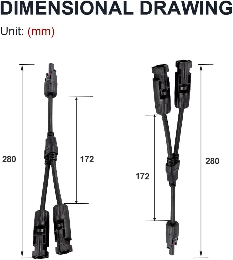 1 쌍 2Y 태양 광 발전 커넥터 패널 어댑터 케이블 와이어 1000V DC T & Y 모양의 병렬 방수 방진 와이어 플러그 도구