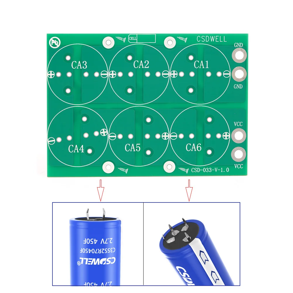 CSD-033 Six Series Double Row 220F 300F 350F 360F 400F 450F Super Capacitor Protection Board