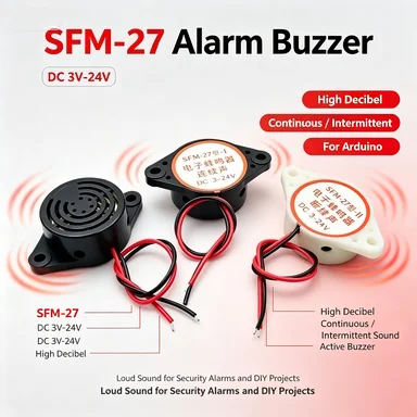 10pcs SFM-27 12V Electronic Horn Buzzer Module, 3-24V, Intermittent & Continuous Sound for Arduino