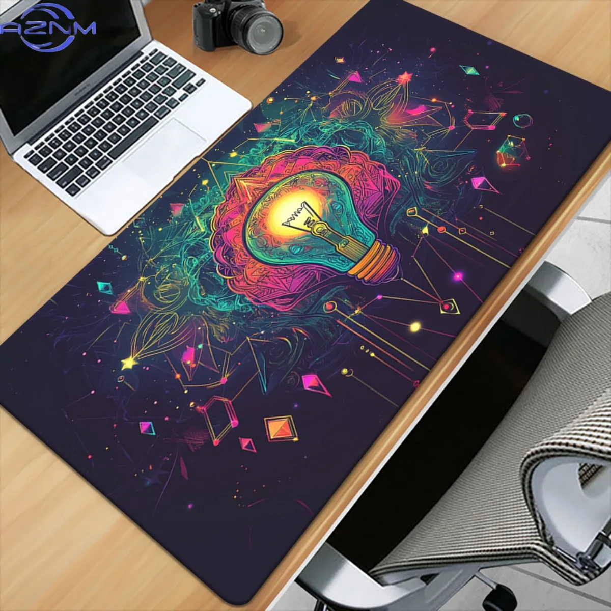 1pc XXL Brain & Light Bulb Colorful Design HD Printed Desk Mat - Multi-Functional Gaming Mouse Pad & Keyboard Mat for Office Com