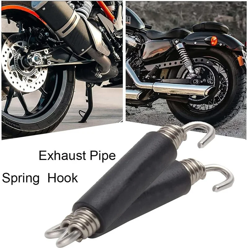 2Pcs Stainless Steel Motorcycle Exhaust Connect Springs Universal Muffler Hook Front Middle Link Pipe Vehicle Repair Accessory