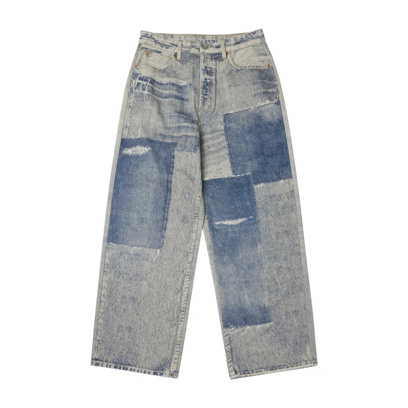 Jeans déFlexCollege rétro pour hommes et femmes, pantalons de vadrouille droits, même rue, vêtements de mode, Y2K, 2024