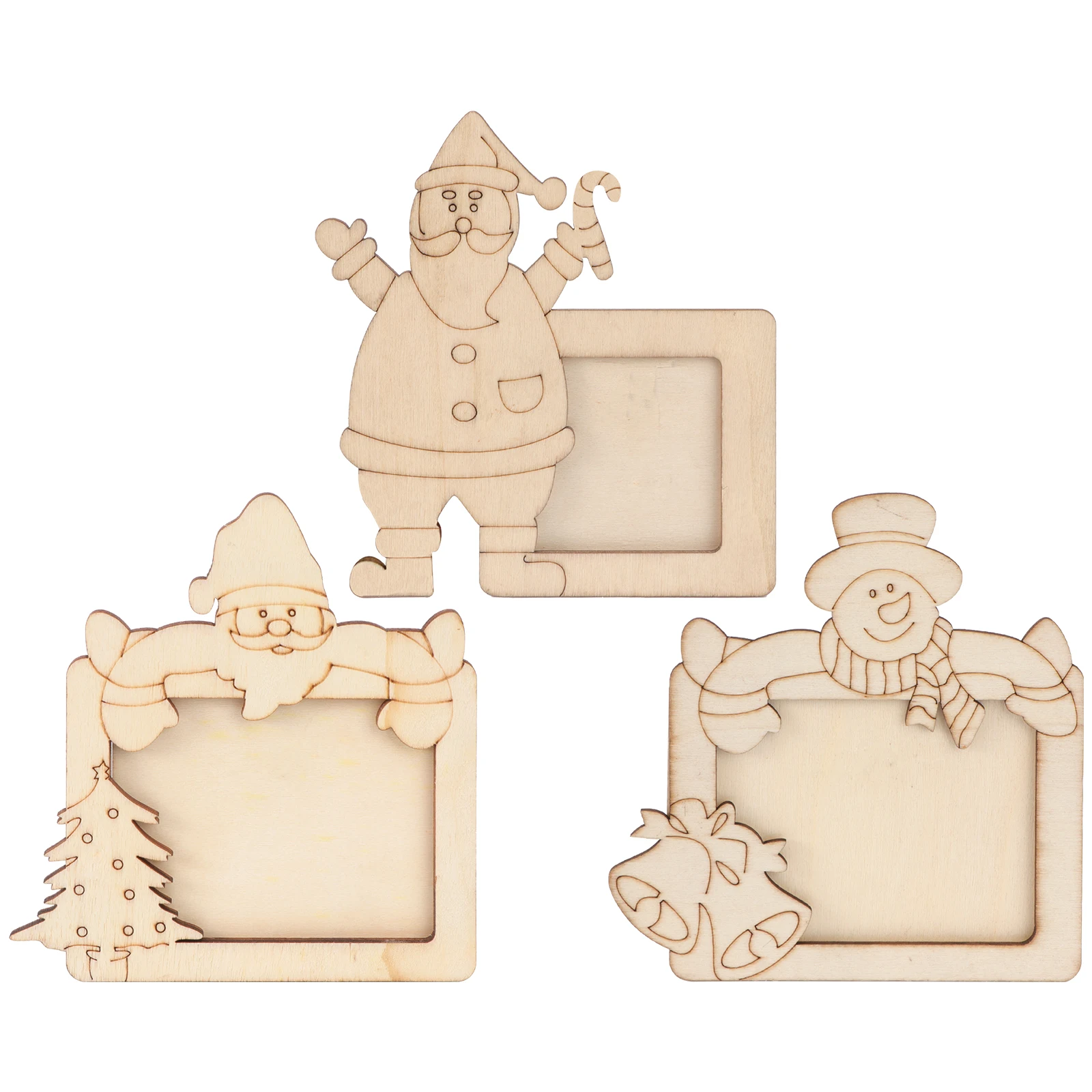

3pcs Christmas Wooden Photo Frames Xmas Santa Claus Snowman Picture Frames Photo Holder Photo Display Prop Festival Home Decor