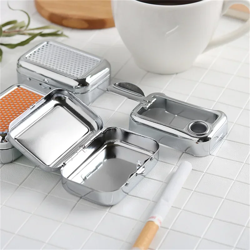 Pocket Metal Ashtray Mini Desktop Cigarette Holder Personal Ashtray With Lockable Lid Gift For Man Smoking Accessories