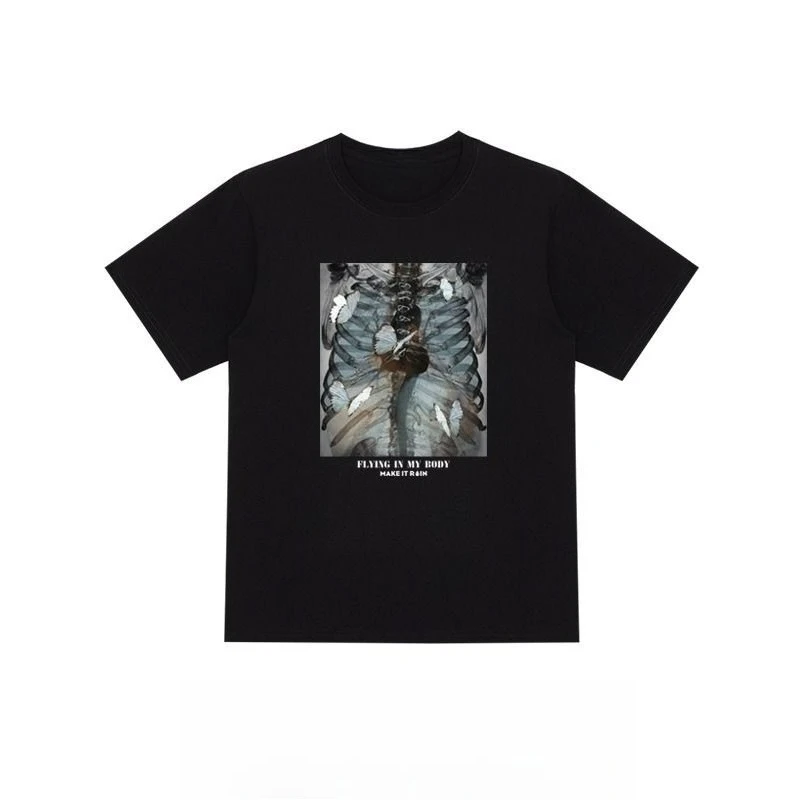 

2025 New High-quality Dark Body Print Letter Round Neck Men's and Women's Loose and Comfortable Short Sleeves
