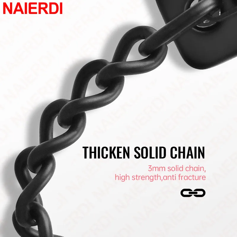 NAIERDI Security Door Sliding Chain Lock Safety Punch Free Stainless Steel Door Chain Lock Anti-theft Door Chain Latch Buckle