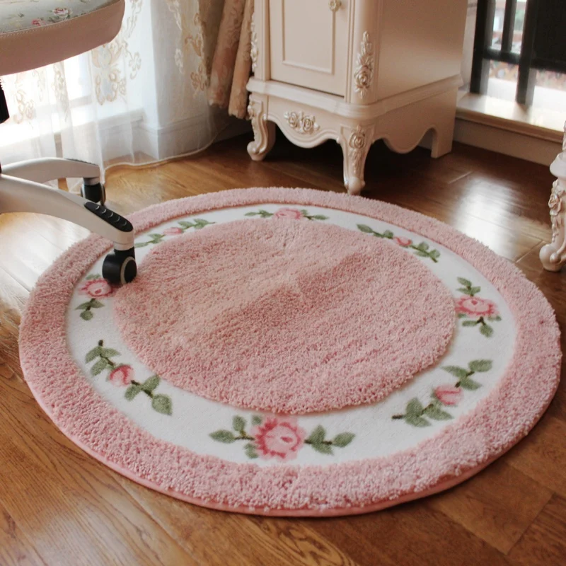 Floral Style Living Room Bedroom Round Floor Rugs Diameter 70 And 90cm Sofa Bathroom Area Carpets Microfiber Table Chairs Mat