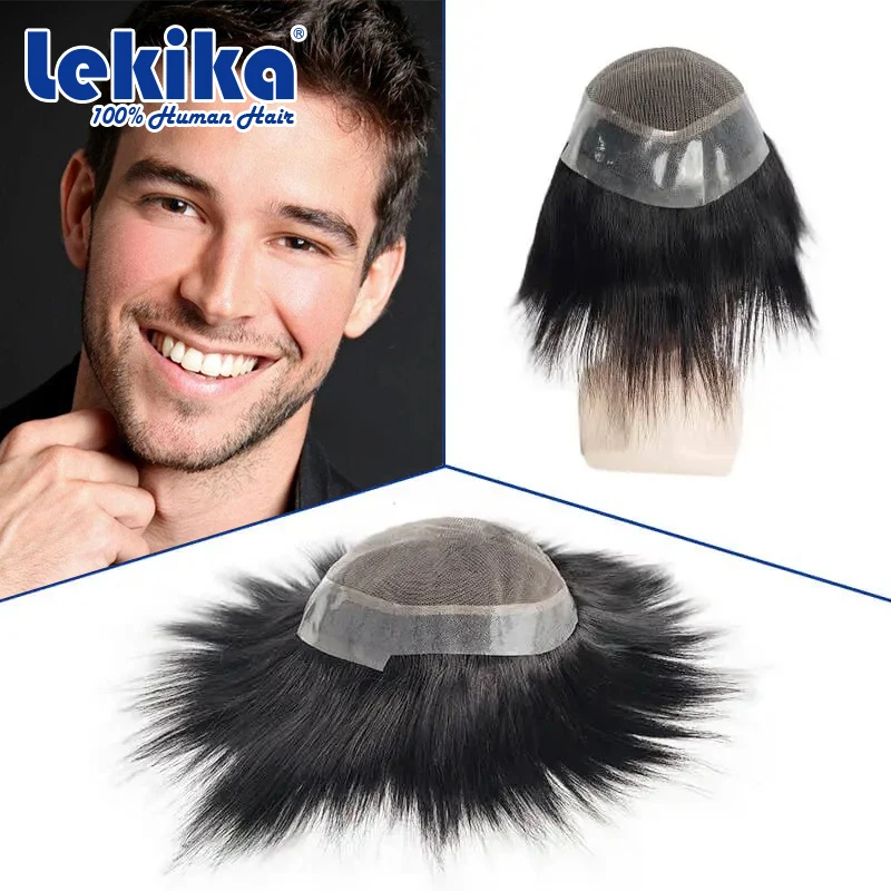 

Australia Toupee Lace & Soft PU Men's Wig Natural Body Wave Human Hair Wigs Replacement Human Hair Wigs 6'' Male Hair Prosthesis