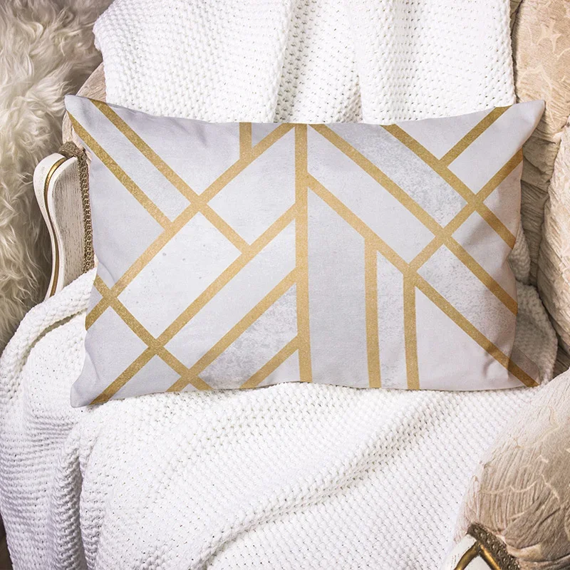 30x50cm Marble Geometric Pillow Cases Rainbow Patchwork Square Cushion Cover Sofa Bedroom Living Room Pillowcase Home Decoration