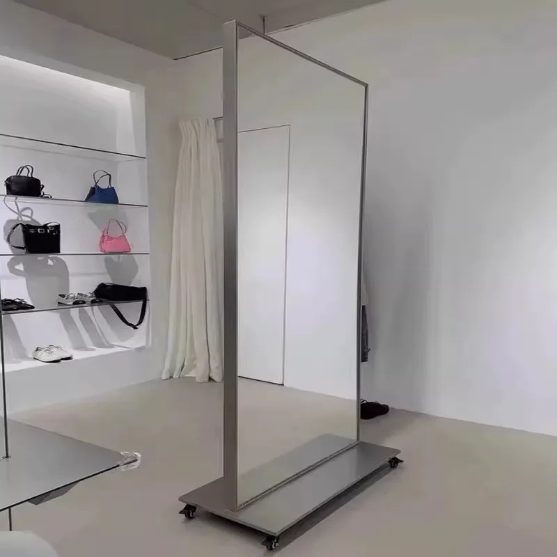 Special Ultra-white Floor-standing/Mobile Double-sided Mirror for Dressing Room Enhancing Height and Beauty