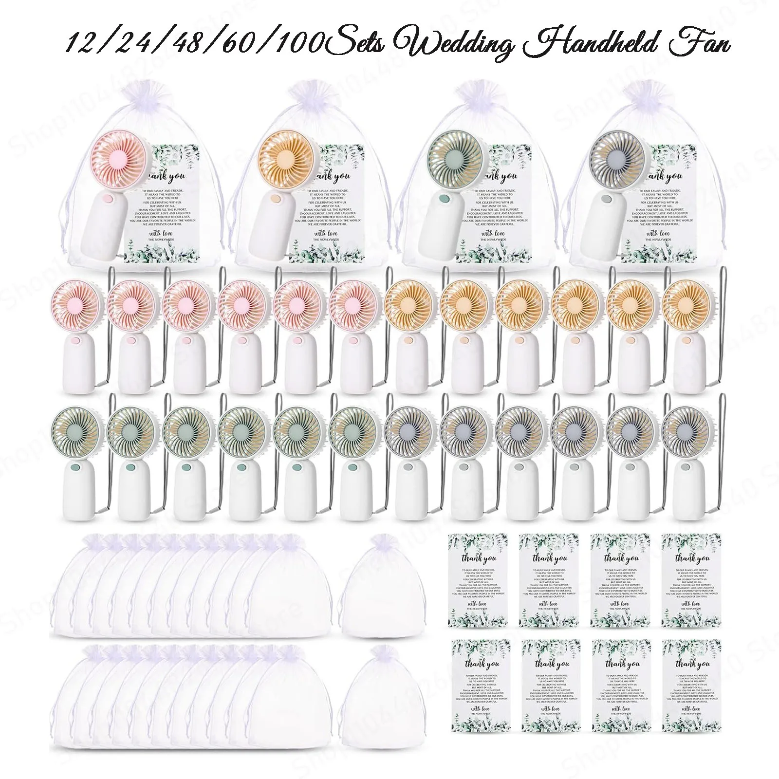 

12-100Pcs Mini Handheld Fan for Wedding Portable Fan Battery Operated Wedding Souvenir Favor for Guests Fan Bridal Shower Gifts