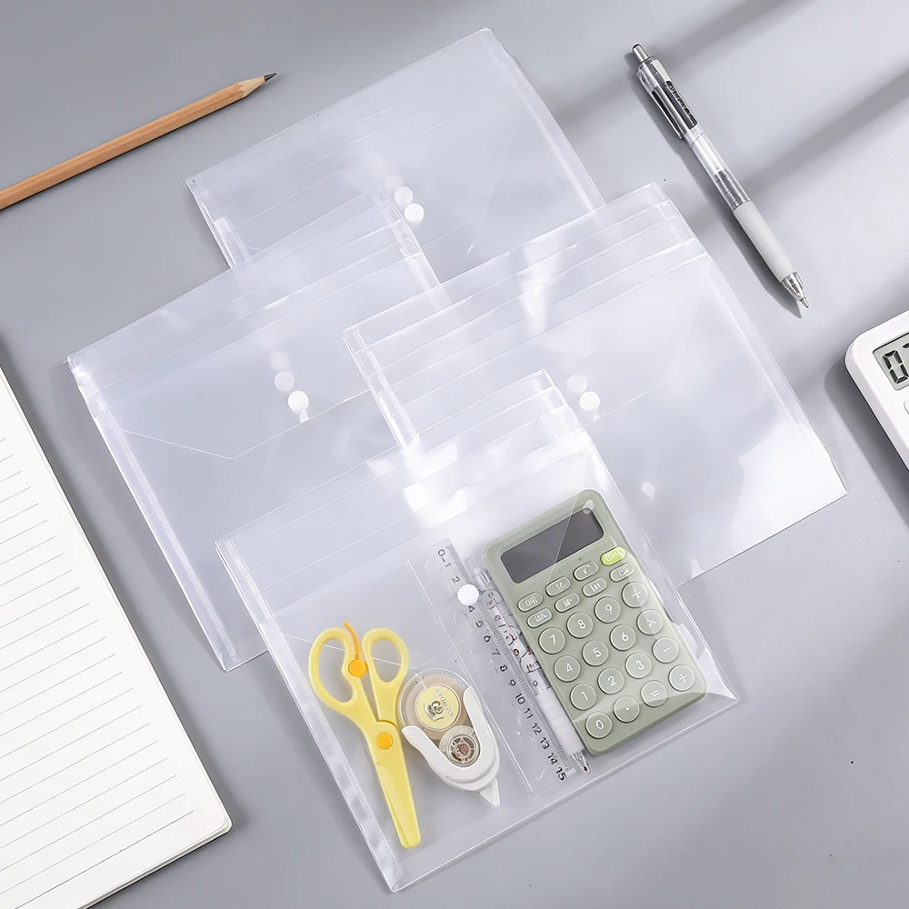 6pcs Transparent Thickened Closure File Pouches, A5 Size, Suitable for Office, Study, Stationery, Receipts, and Document Storage view 6
