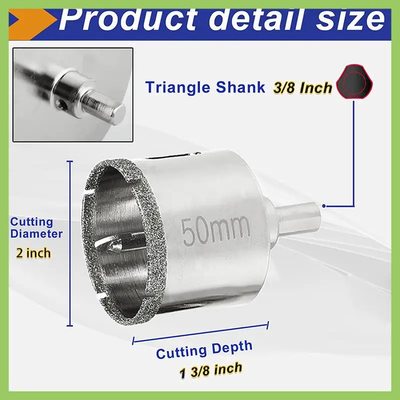 

3 Inch + 2 Inch Diamond Hole Saw With Pilot Bit, Tile Hole Saw Bits With Center Drill Bit For Porcelain Tile