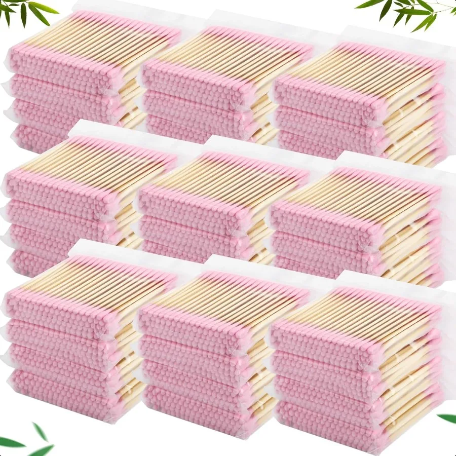 Tamponi di cotone di bambù da 5000 pezzi Tamponi di cotone biologico doppi con punte per orecchie Applicatore con punta sterile Tampone per trucco quotidiano