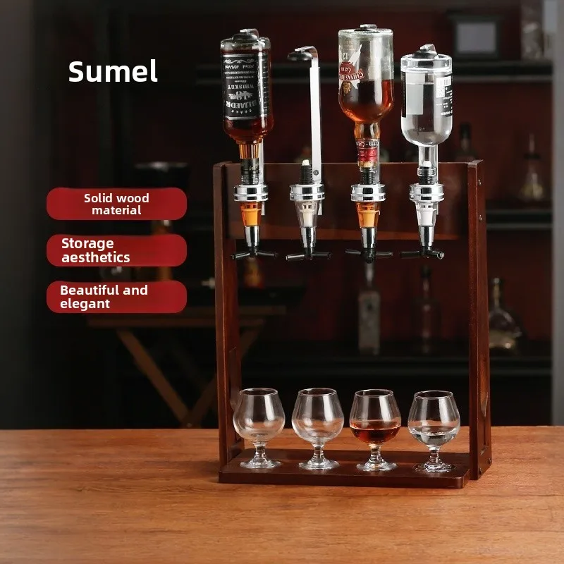 Solid Wood Bar Rack Thickened Countertop Wine Holder Self-Pour Stand Champagne Display Home Bar Decor Sturdy Space Saving