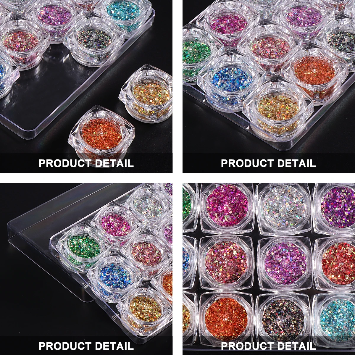 12pcs Sequin Glitter Set Art Supplies For Natural Artificial Nails Diy Manicures Decoration Women Ladies Gift Nail Stickers