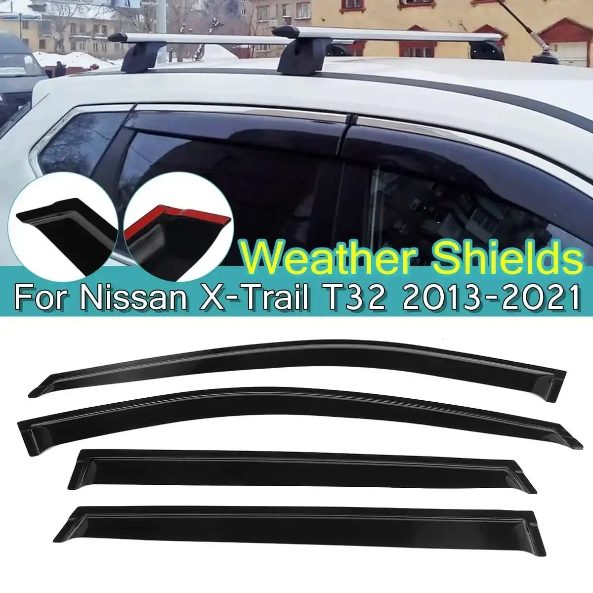 

Автомобильные оконные дефлекторы для Nissan X-Trail T32 2013 2014 2015 2016 2018 2019-2021 Защита от солнца, дождя, двери, окна, козырек, защита от погоды