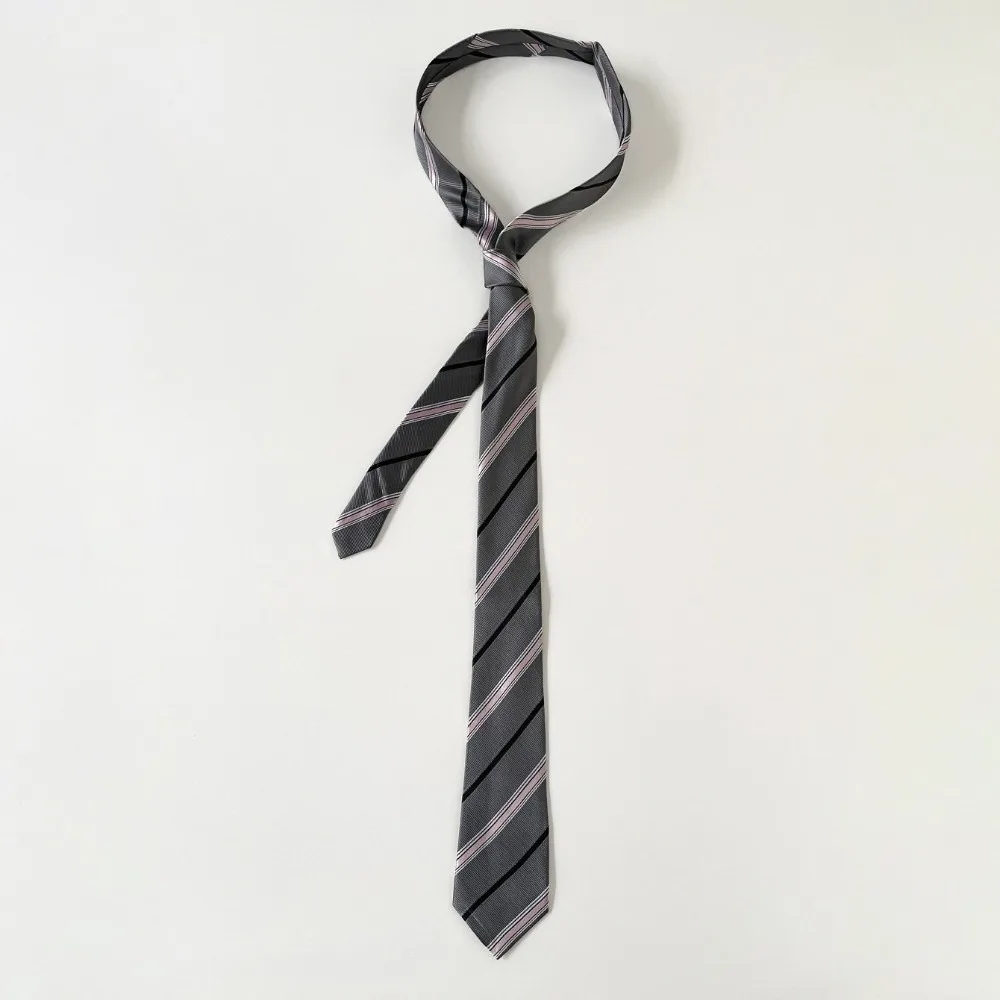 New Korean Style Striped Tie Y2K Design Shirt Decoration Printed Tie Uniform Accessory Retro Necktie Performance