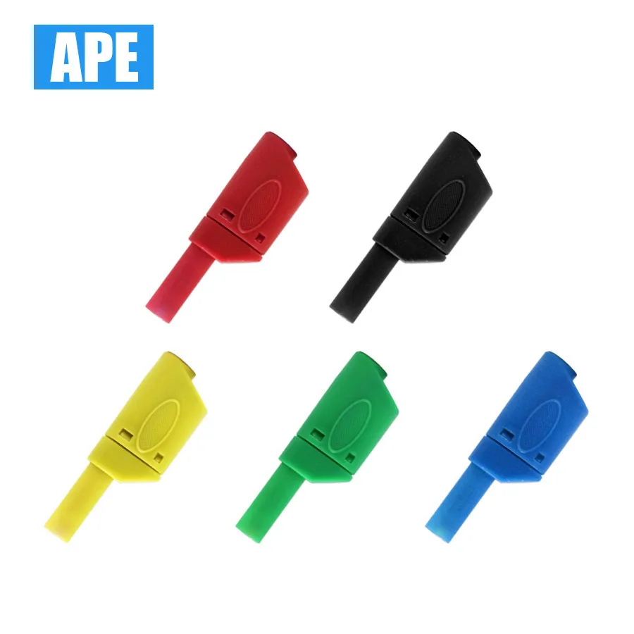 5Colors Safety Fully Insulated Test 4mm Banana Plugs Male Stackable Connectors with Banana Jack for Multimeter Test 10Pcs