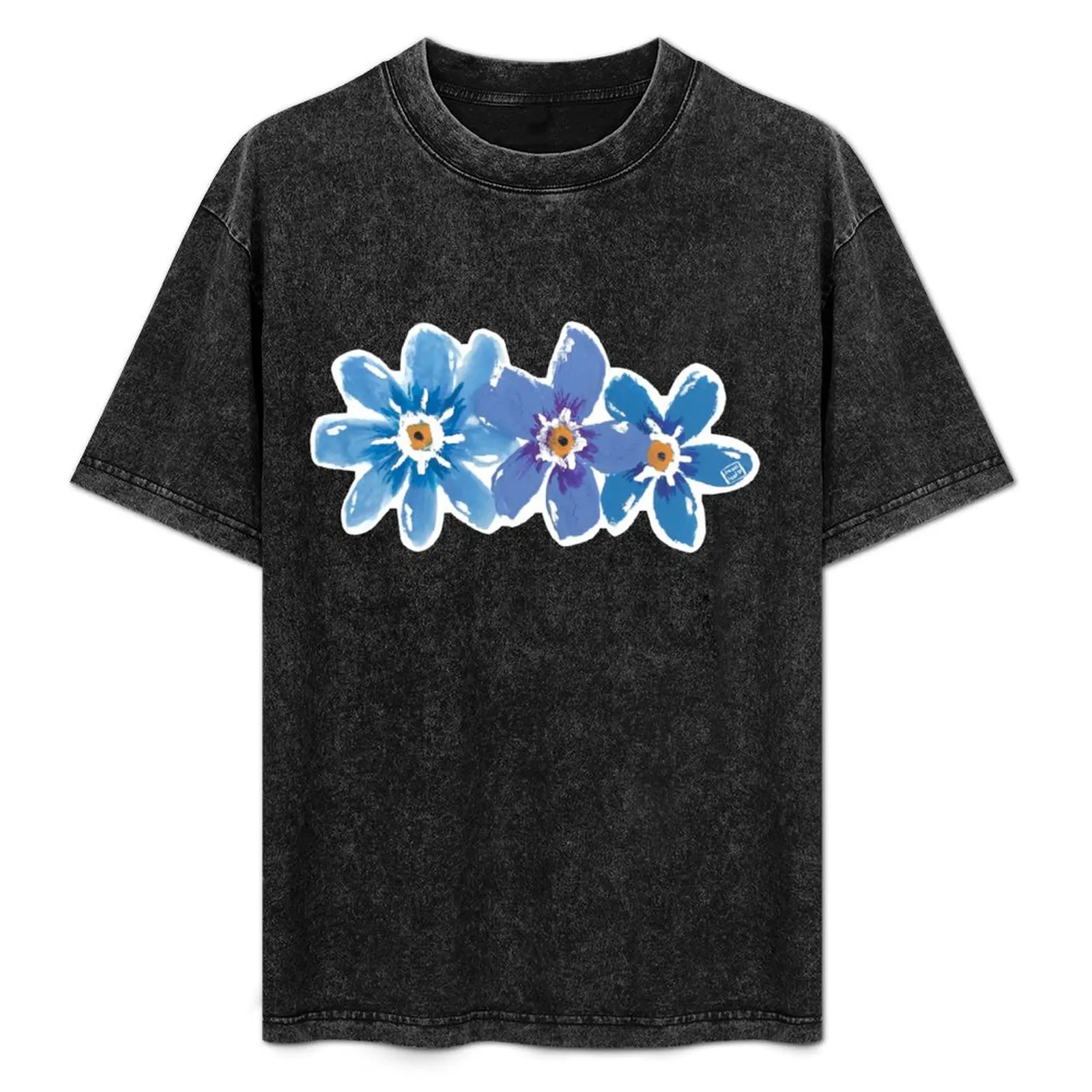 Gouache Flowers T-Shirt oversized Aesthetic clothing korean fashion t shirts for men cotton