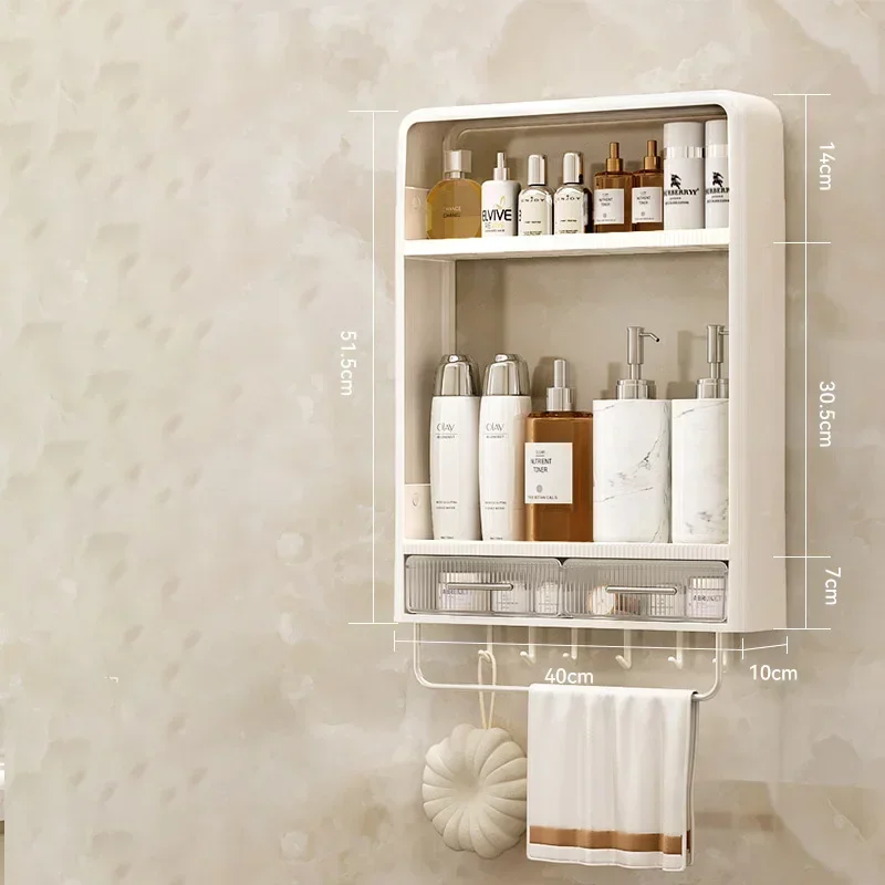 Bathroom Storage Rack Bathroom Wash Table Non Perforated Wall Mounted Skincare Product Storage Rack Bathroom Organizer