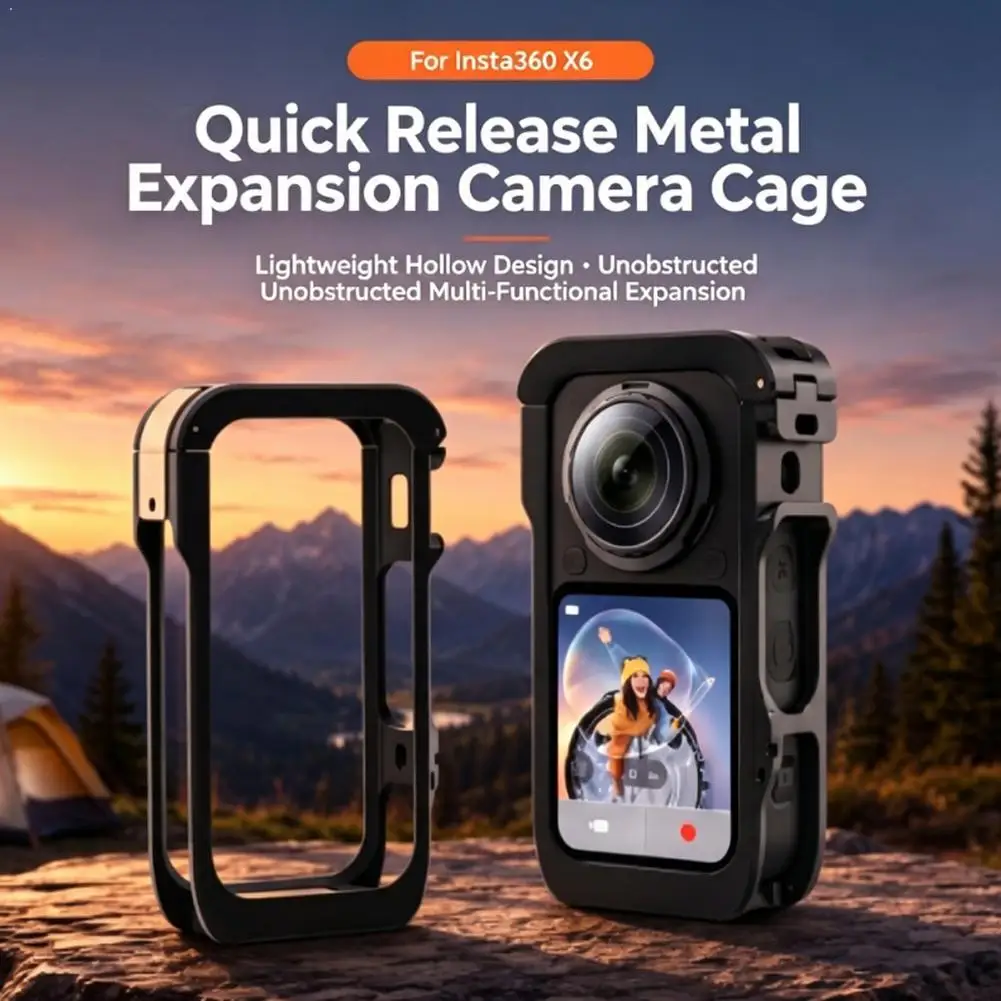 For Insta360 X6 Aluminum Alloy Rabbit Cage Protective Shell Metal Frame With Lens Protective Cover X6 Accessories
