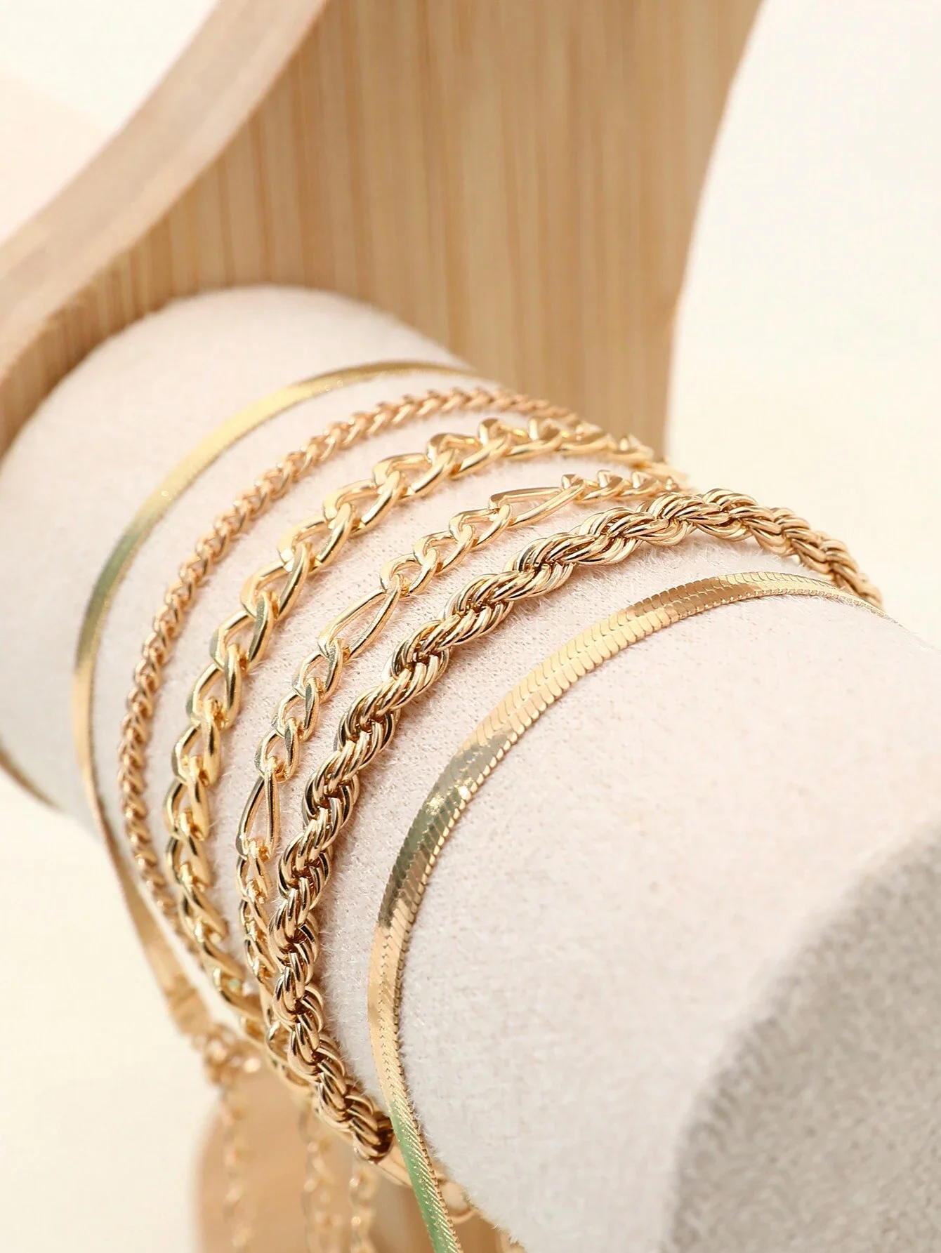 6pcs Punk Style Simple Cold Tone Chain Fashion Bracelet Set Suitable For Women's Daily Wear image 3