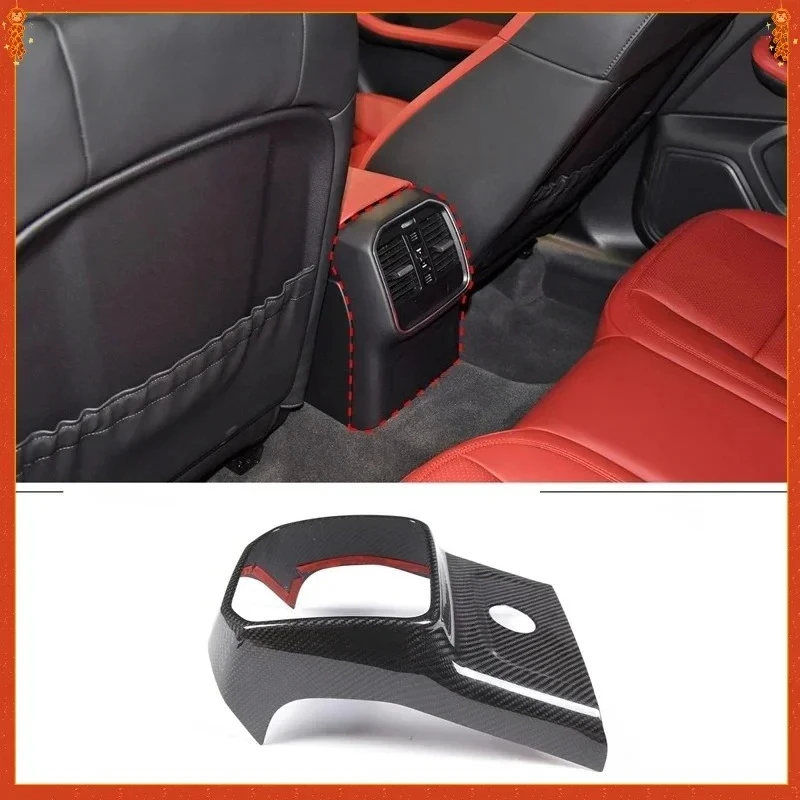 

For Porsche Macan Real Carbon Fiber 14-2022 Interior Rear Conditioner Air Outlet Panel Anti-kick Cover Modification Accessories