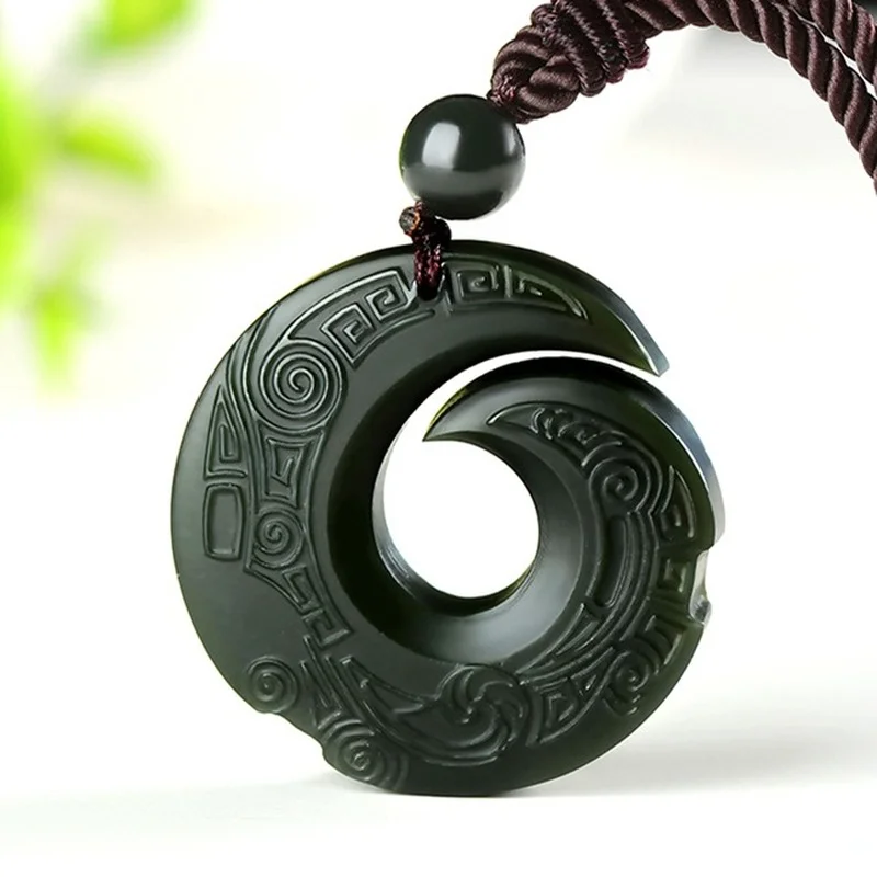 Natural Hetian Jade Pendant Necklace Jadeite Jewelry for Men Gifts Buddhist Lucky Carved Fashion Charm Women Amulet