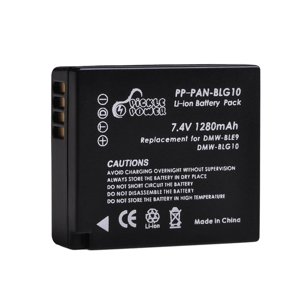 DMW-BLG10 Battery 1280mAh Pickle Power dmw blg10 Rechargeable Batteries 2 Pack for Panasonic Lumix DC ZS80 LX100M2 GX9 GF10 ZS70
