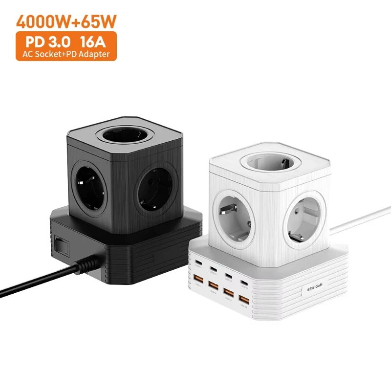 

Price Newest Tower Outlet Extension 13 Way Type T Power Strip with USB 4 USB Power Extension Socket 65W 20W Charger