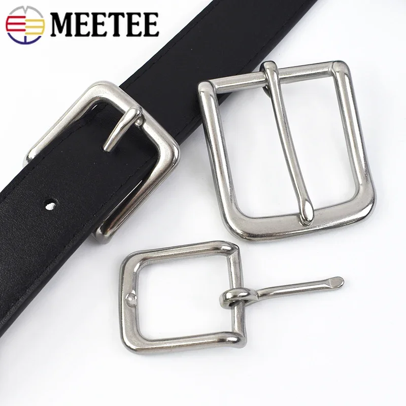 Meetee 2/4pc ID16-39mm Stainless Steel Pin Belt Buckle Apparel Bags Strap Buckles DIY Luggage Leather Crafts Decoration Material