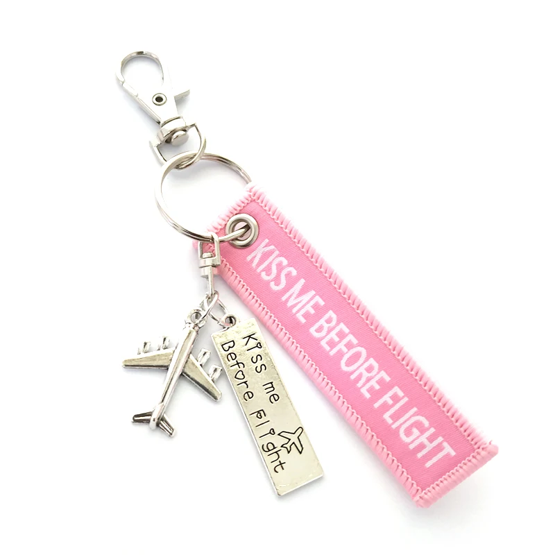 Llaveros Kiss Me Before Flight Crew Keychains Airplane Aviation Key Chain Luggage Drive Safe Men Car Pendant Women Bag Key Ring