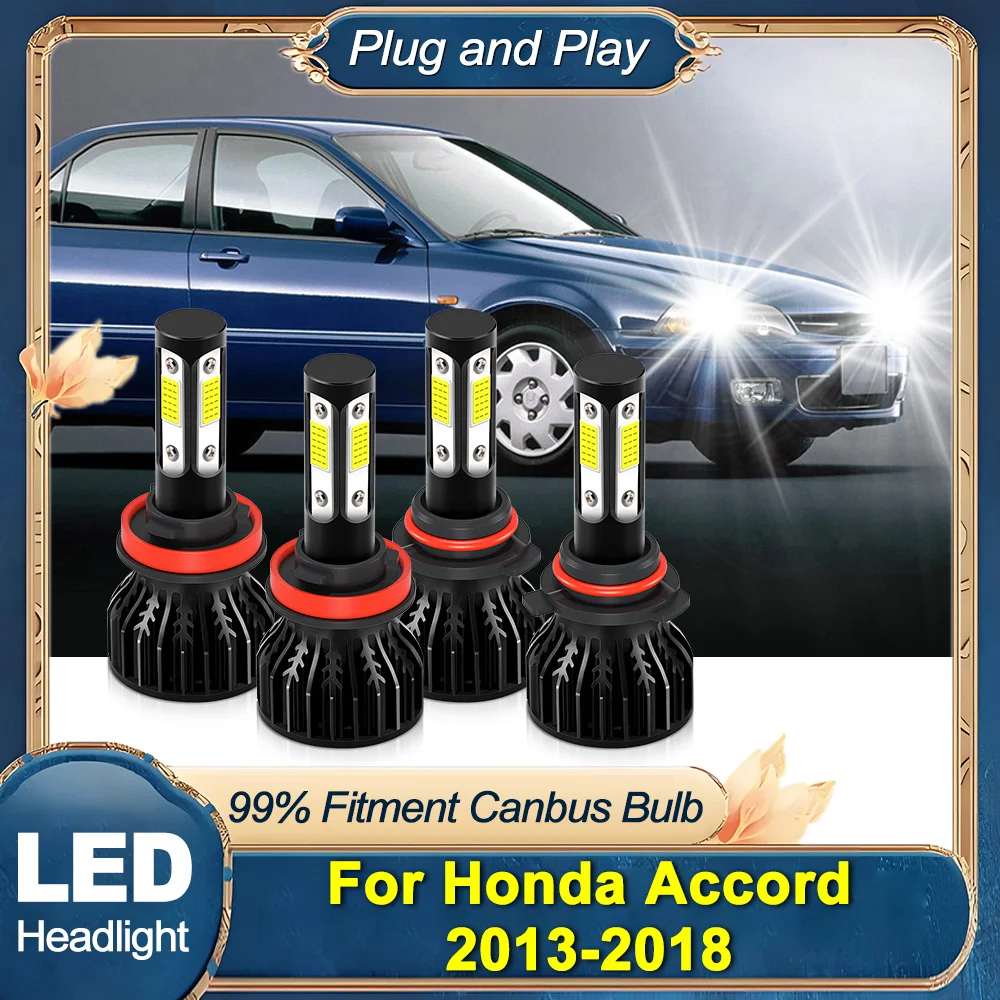 

Автомобильная светодиодная фара 6000K белого цвета COB чипов 30000LM дальнего ближнего света, супер яркая фара для Honda Accord 2013-2017 2018, автомобильный свет