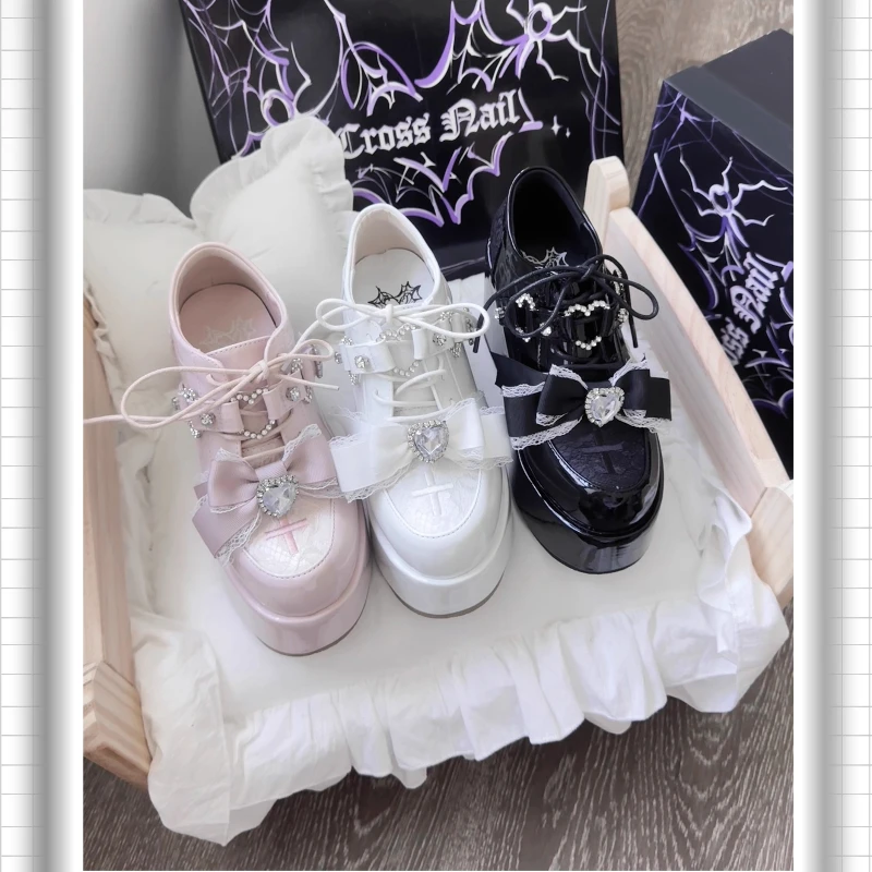 Original Japanese Style Woman's Sweet Lolita Mary Jane Shoes 2025 New Girls Mine Cute Bow Elegant Ladies Cos High Heels Pumps